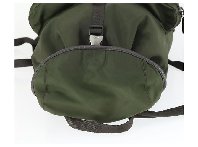 PRADA Backpack Nylon Khaki Silver Auth 164855 Silvery - view 6