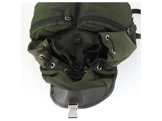PRADA Backpack Nylon Khaki Silver Auth 164855 Silvery - view 9