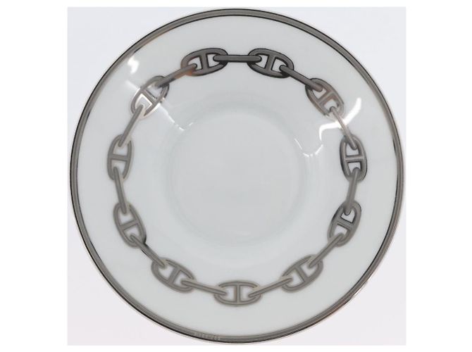 Hermès HERMES Tasse et soucoupe en platine Schoendunkle, ensemble de 2, céramique Auth am10750SAV Blanc - vue 34