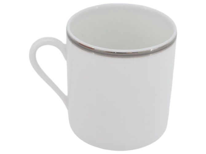 Hermès HERMES Tasse et soucoupe en platine Schoendunkle, ensemble de 2, céramique Auth am10750SAV Blanc - vue 4