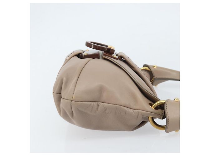 Borsa a mano Gancini in pelle beige e oro Auth BA10615 di Salvatore Ferragamo D'oro - vista 4