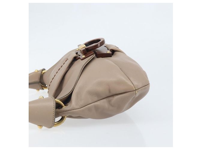 Borsa a mano Gancini in pelle beige e oro Auth BA10615 di Salvatore Ferragamo D'oro - vista 5
