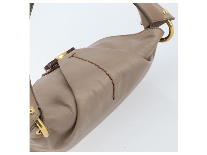 Borsa a mano Gancini in pelle beige e oro Auth BA10615 di Salvatore Ferragamo D'oro - vista 6