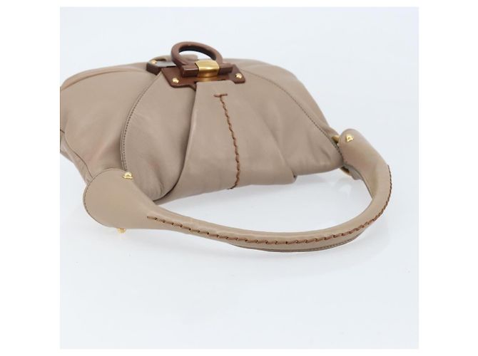 Borsa a mano Gancini in pelle beige e oro Auth BA10615 di Salvatore Ferragamo D'oro - vista 7