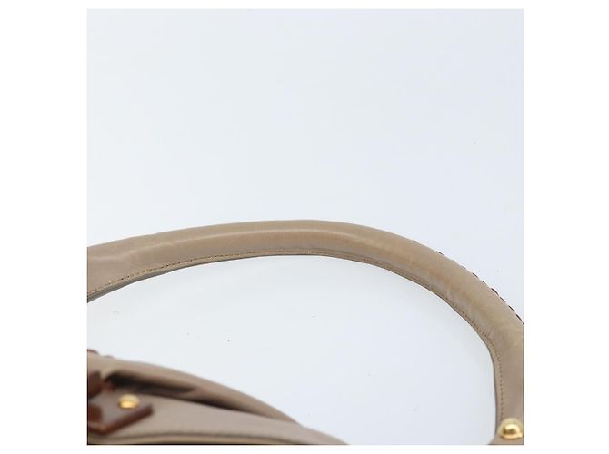 Borsa a mano Gancini in pelle beige e oro Auth BA10615 di Salvatore Ferragamo D'oro - vista 8