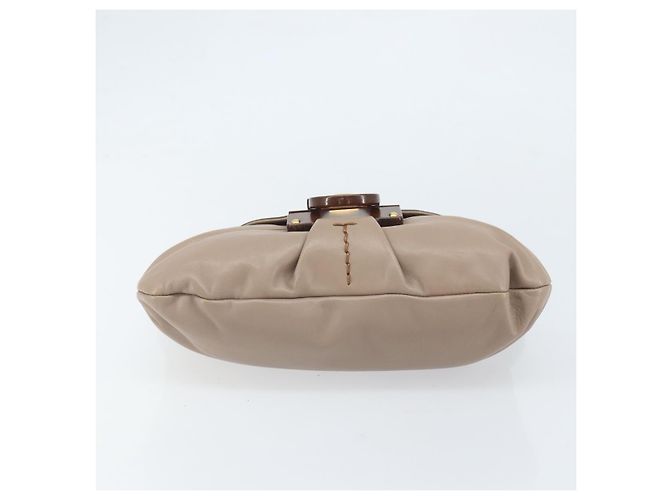 Borsa a mano Gancini in pelle beige e oro Auth BA10615 di Salvatore Ferragamo D'oro - vista 9