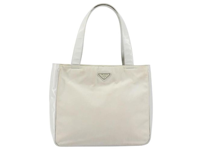 PRADA Tote Bag aus Nylon und Leder in Grau Silber authentisch ti3737 Braun - Ansicht 13