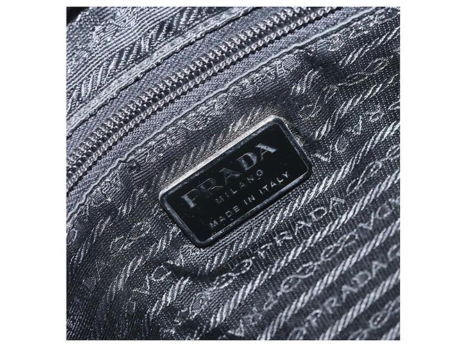 PRADA Tote Bag aus Nylon und Leder in Grau Silber authentisch ti3737 Braun - Ansicht 18