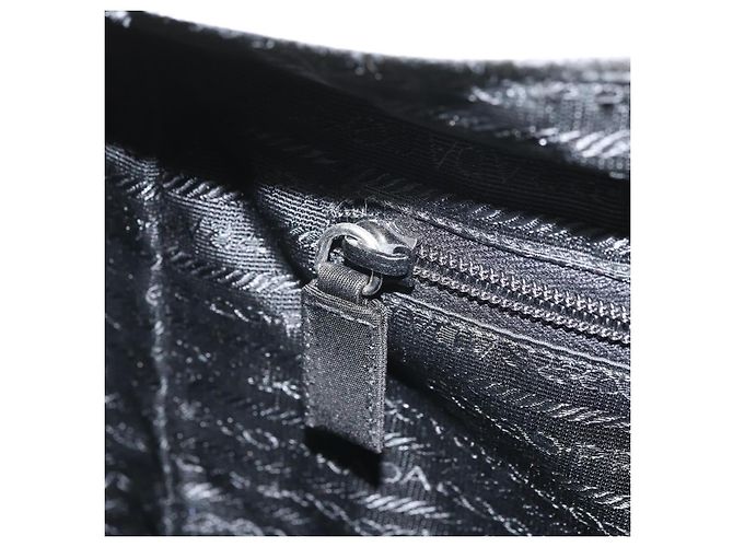 PRADA Tote Bag aus Nylon und Leder in Grau Silber authentisch ti3737 Braun - Ansicht 21