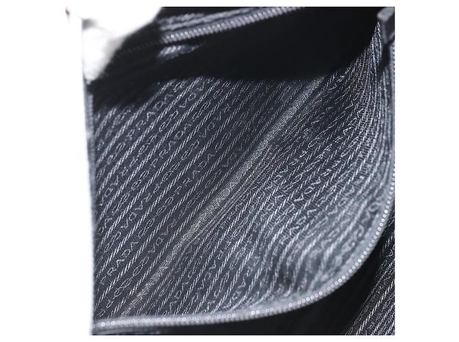 PRADA Tote Bag aus Nylon und Leder in Grau Silber authentisch ti3737 Braun - Ansicht 22