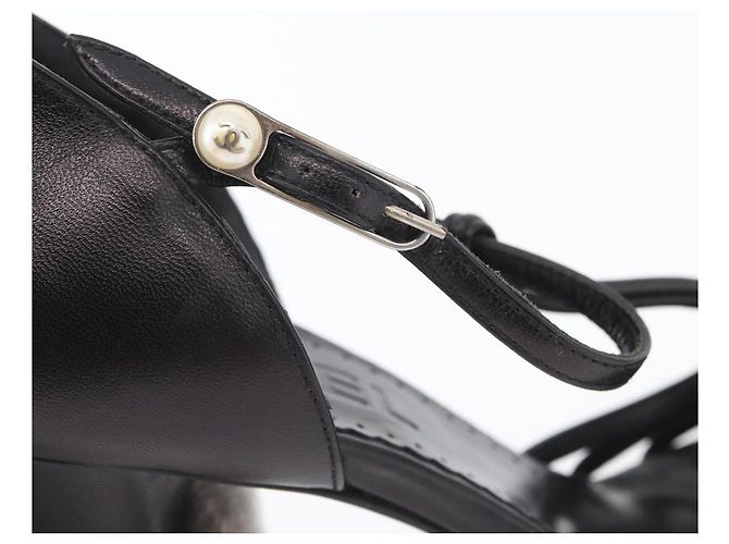 CHANEL Pumps High Heels Leder 35 1/2 Schwarz CC Auth BA10766 - Ansicht 14
