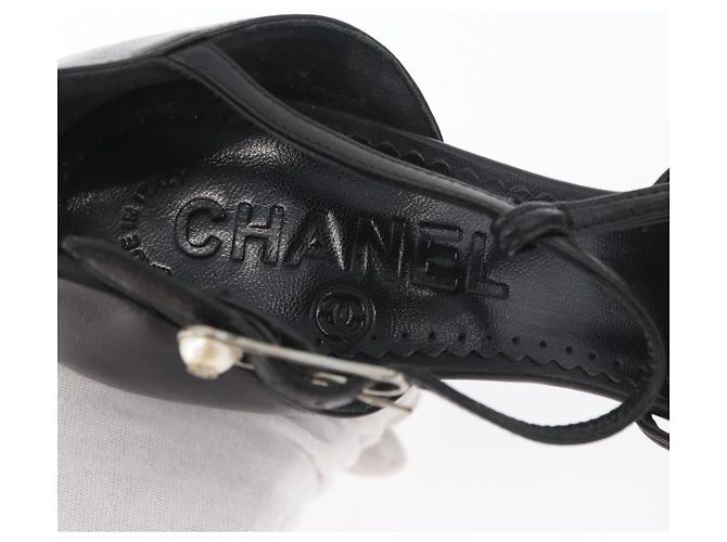 CHANEL Pumps High Heels Leder 35 1/2 Schwarz CC Auth BA10766 - Ansicht 15
