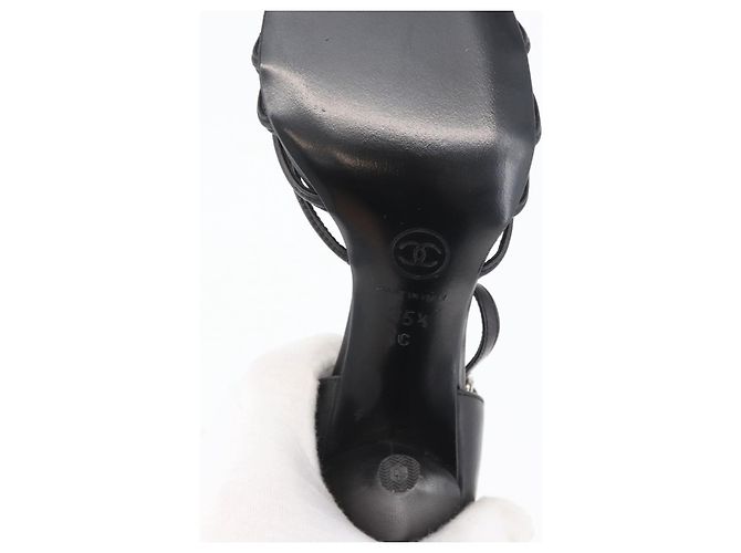 CHANEL Pumps High Heels Leder 35 1/2 Schwarz CC Auth BA10766 - Ansicht 27