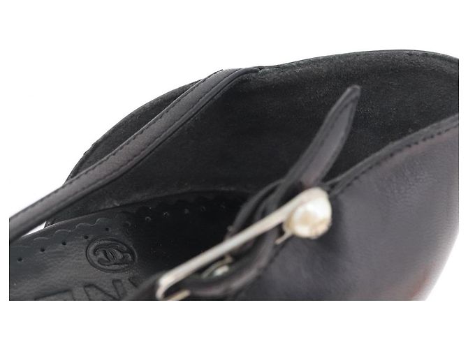 CHANEL Pumps High Heels Leder 35 1/2 Schwarz CC Auth BA10766 - Ansicht 34
