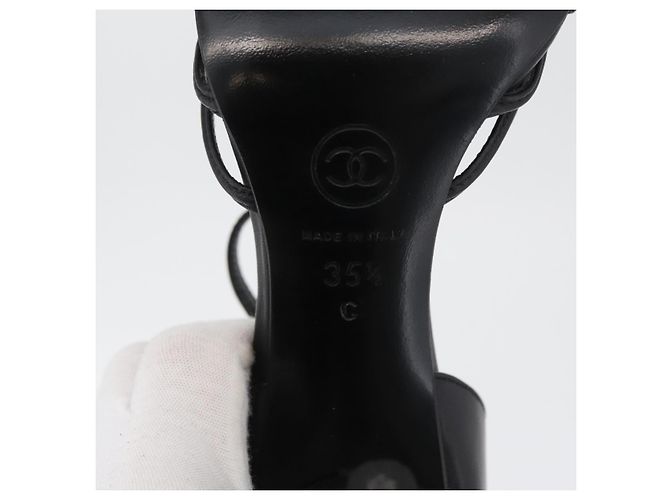 CHANEL Pumps High Heels Leder 35 1/2 Schwarz CC Auth BA10766 - Ansicht 9