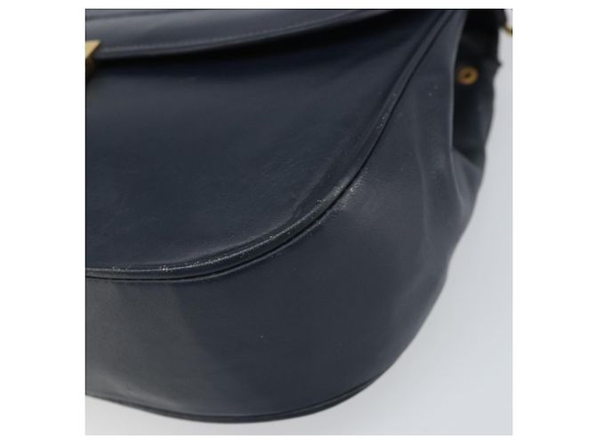 Borsa a Spalla Christian Dior in Pelle Blu Navy Oro Auth bs33272 D'oro - vista 10