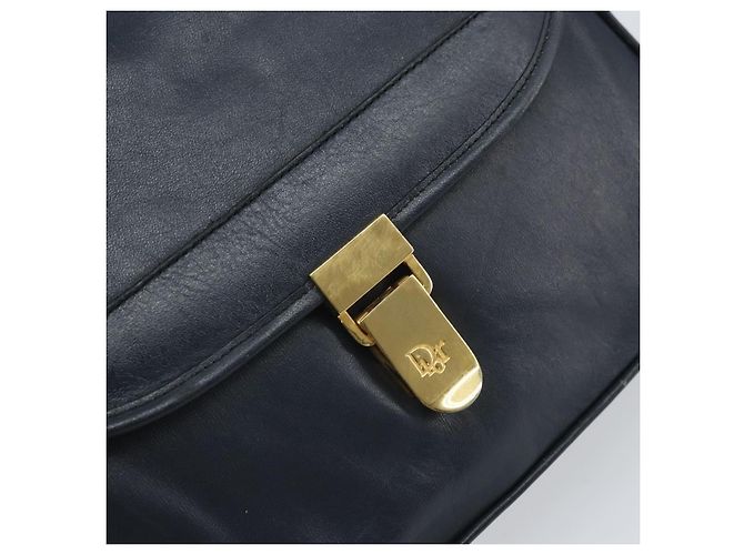 Borsa a Spalla Christian Dior in Pelle Blu Navy Oro Auth bs33272 D'oro - vista 14