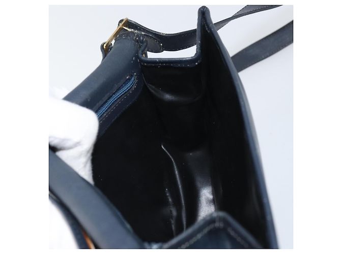 Borsa a Spalla Christian Dior in Pelle Blu Navy Oro Auth bs33272 D'oro - vista 18