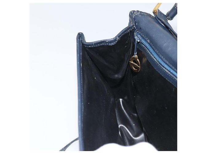 Borsa a Spalla Christian Dior in Pelle Blu Navy Oro Auth bs33272 D'oro - vista 19