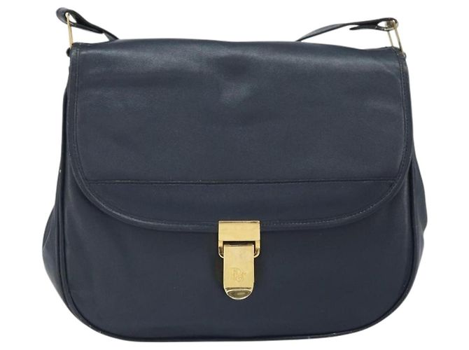 Borsa a Spalla Christian Dior in Pelle Blu Navy Oro Auth bs33272 D'oro - vista 2
