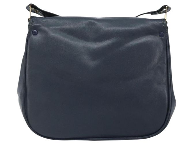 Borsa a Spalla Christian Dior in Pelle Blu Navy Oro Auth bs33272 D'oro - vista 3