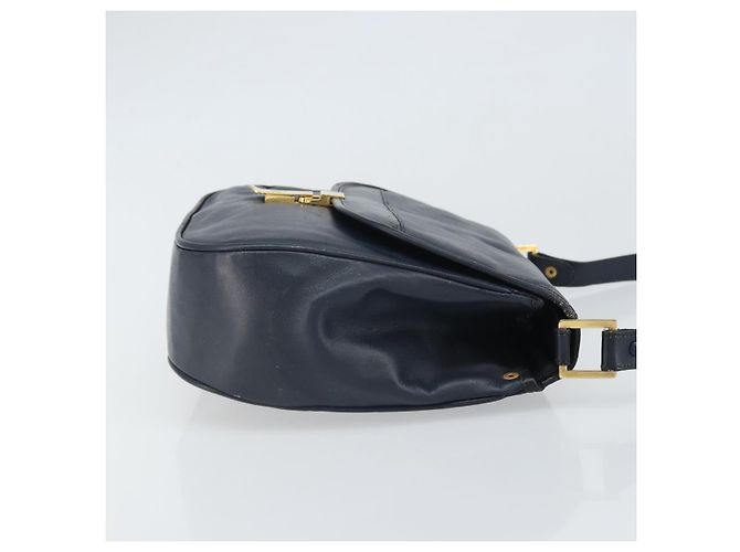 Borsa a Spalla Christian Dior in Pelle Blu Navy Oro Auth bs33272 D'oro - vista 4