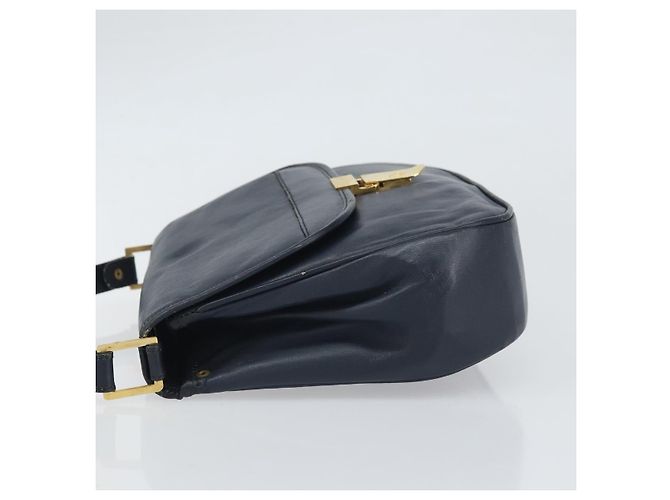 Borsa a Spalla Christian Dior in Pelle Blu Navy Oro Auth bs33272 D'oro - vista 5