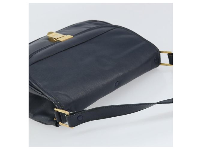 Borsa a Spalla Christian Dior in Pelle Blu Navy Oro Auth bs33272 D'oro - vista 6