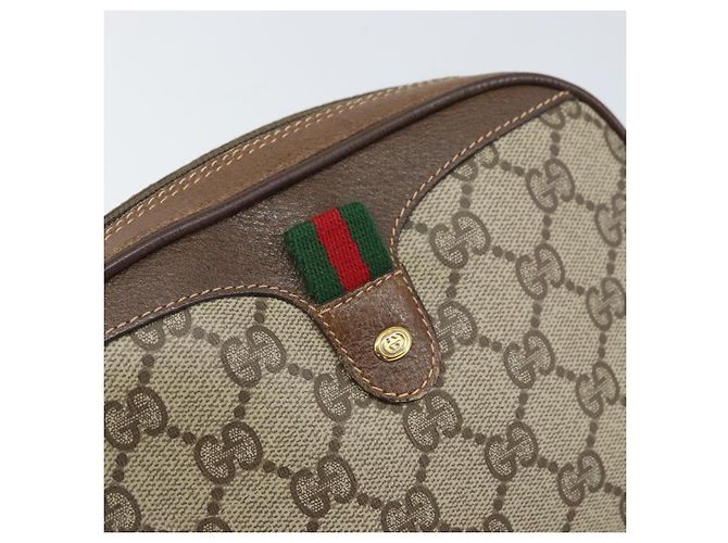 Borsa Sherry Line GG Supreme Web di GUCCI in PVC beige e oro 89 02 066 Auth BA10448 D'oro - vista 14