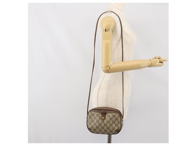 Borsa Sherry Line GG Supreme Web di GUCCI in PVC beige e oro 89 02 066 Auth BA10448 D'oro - vista 21