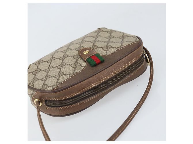 Borsa Sherry Line GG Supreme Web di GUCCI in PVC beige e oro 89 02 066 Auth BA10448 D'oro - vista 6