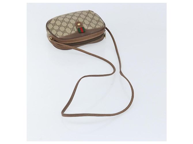 Borsa Sherry Line GG Supreme Web di GUCCI in PVC beige e oro 89 02 066 Auth BA10448 D'oro - vista 7