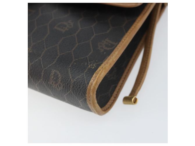 Christian Dior Borsa a spalla in tela a nido d'ape PVC nera e dorata Auth BA10438 Nero D'oro - vista 10