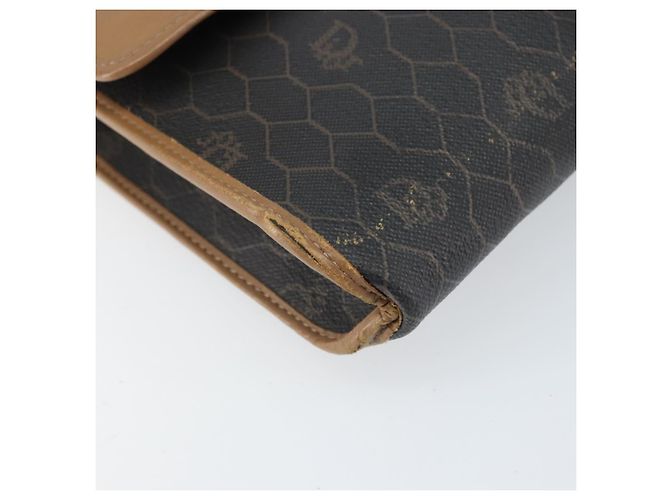 Christian Dior Borsa a spalla in tela a nido d'ape PVC nera e dorata Auth BA10438 Nero D'oro - vista 11