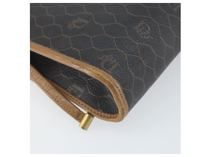 Christian Dior Borsa a spalla in tela a nido d'ape PVC nera e dorata Auth BA10438 Nero D'oro - vista 13