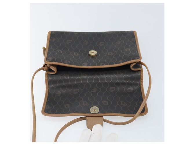 Christian Dior Borsa a spalla in tela a nido d'ape PVC nera e dorata Auth BA10438 Nero D'oro - vista 16