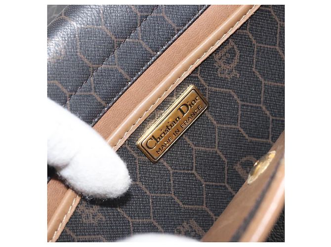 Christian Dior Borsa a spalla in tela a nido d'ape PVC nera e dorata Auth BA10438 Nero D'oro - vista 17