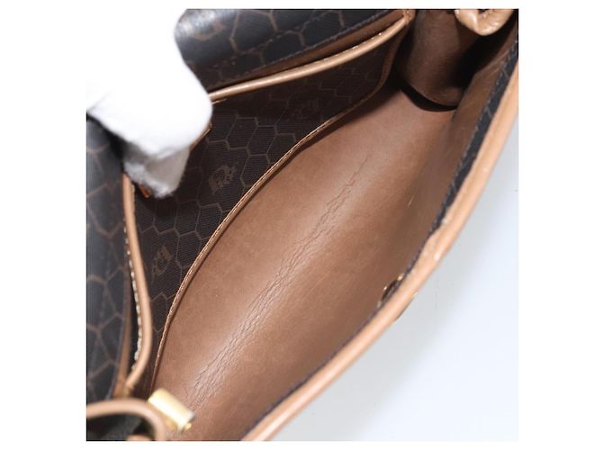 Christian Dior Borsa a spalla in tela a nido d'ape PVC nera e dorata Auth BA10438 Nero D'oro - vista 18