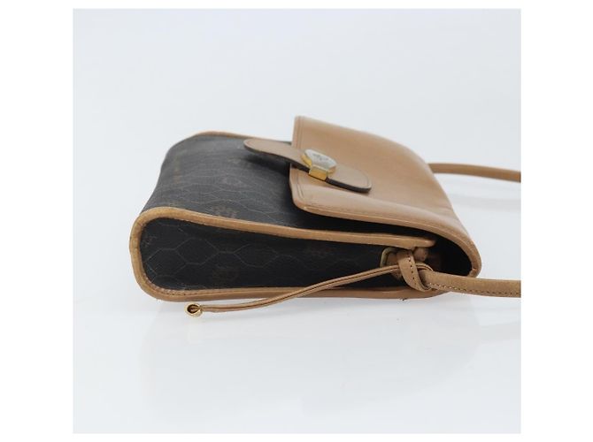 Christian Dior Borsa a spalla in tela a nido d'ape PVC nera e dorata Auth BA10438 Nero D'oro - vista 4