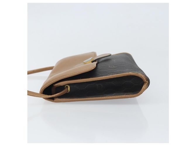 Christian Dior Borsa a spalla in tela a nido d'ape PVC nera e dorata Auth BA10438 Nero D'oro - vista 5