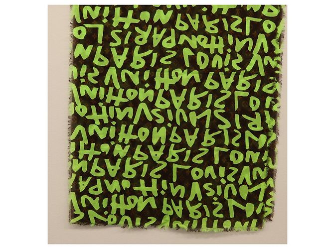 Sciarpa Monogram Graffiti Verde LOUIS VUITTON LV Auth am10736SV - vista 10