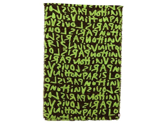 Sciarpa Monogram Graffiti Verde LOUIS VUITTON LV Auth am10736SV - vista 11