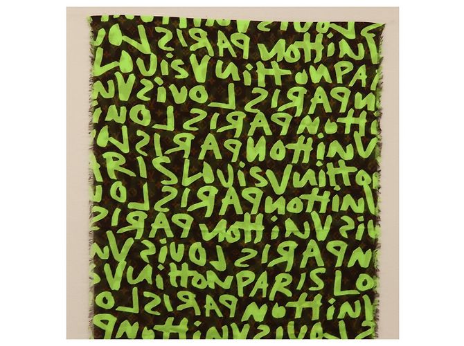 Sciarpa Monogram Graffiti Verde LOUIS VUITTON LV Auth am10736SV - vista 12
