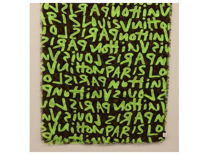 Sciarpa Monogram Graffiti Verde LOUIS VUITTON LV Auth am10736SV - vista 13