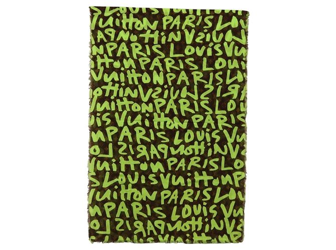 Sciarpa Monogram Graffiti Verde LOUIS VUITTON LV Auth am10736SV - vista 2