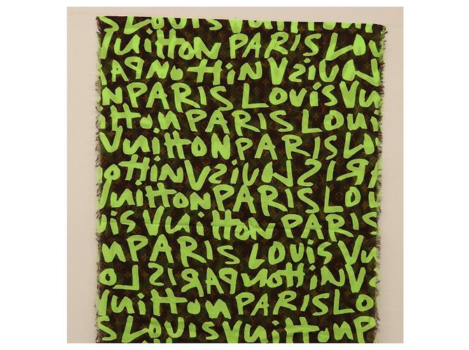 Sciarpa Monogram Graffiti Verde LOUIS VUITTON LV Auth am10736SV - vista 3