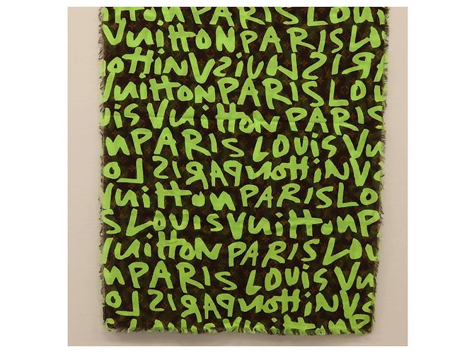 Sciarpa Monogram Graffiti Verde LOUIS VUITTON LV Auth am10736SV - vista 4