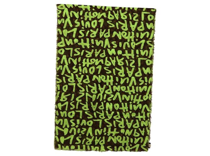 Sciarpa Monogram Graffiti Verde LOUIS VUITTON LV Auth am10736SV - vista 5