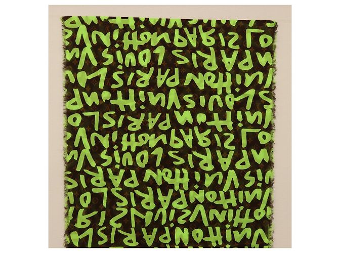Sciarpa Monogram Graffiti Verde LOUIS VUITTON LV Auth am10736SV - vista 6