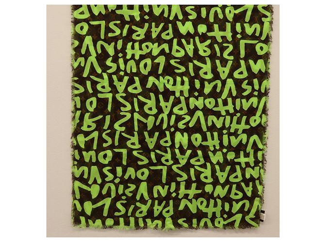 Sciarpa Monogram Graffiti Verde LOUIS VUITTON LV Auth am10736SV - vista 7